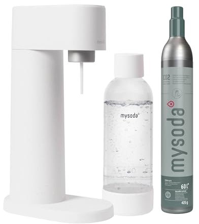 Mysoda Woody – Máquina de agua con gas hecha de compuesto de madera, incluye botella PET y bombona de CO2 - Color blanco