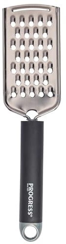 Progress BW09576GEU7 Zester & Grater - Stainless Steel, Multipurpose Kitchen Utensil, Grating for Cheese, Vegetables & Zesting Fruit, Soft Touch Handle, Green Storage Hanging Hook, Shimmer Collection