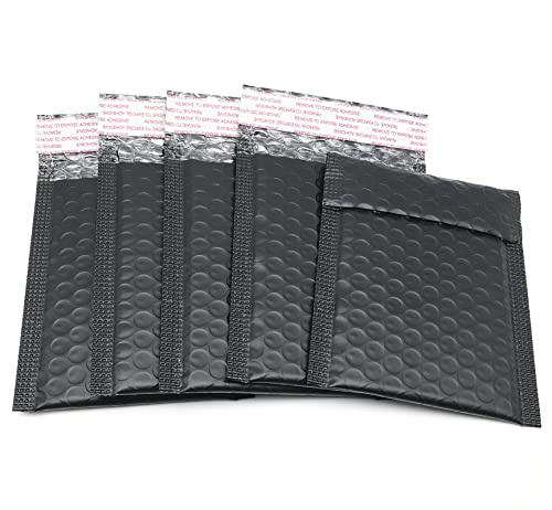 5x7 Inch Black Poly Bubble Mailers Small Padded Envelopes Self-Sealing Shipping Bags 100 Pack