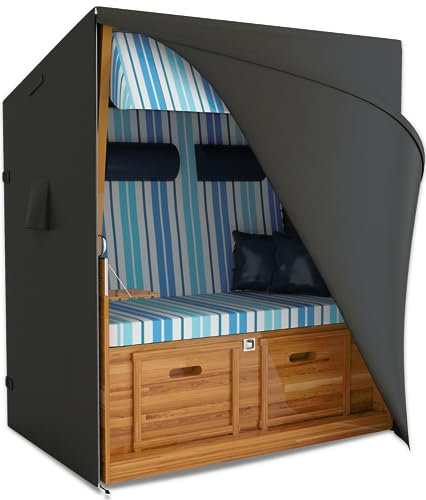 REVALA® Strandkorbschutzhülle Winterfest | Abdeckung Strandkorb 2 sitzer | Strandkorbhülle 120 x 80 x 160 | UV-beständige Hülle Strandkorb wasserdicht aus 600D Oxford | Inklusive Aufbewahrungstasche
