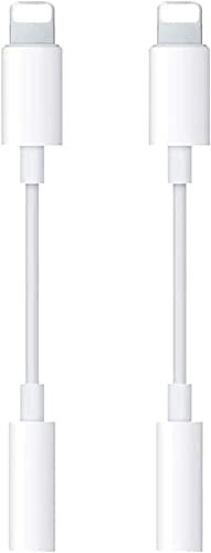QGSIWEI 2 Pack for iPhone Headphone Jack Adapter L-ightning to 3.5mm Headphone AUX Audio Stereo Connector Compatible with iPhone 13/12/11/XS/XR/X 8 7/iPad/iPod,Support All iOS System