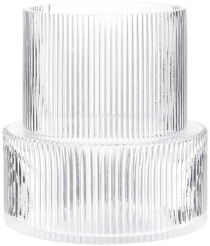 YANWE1 Ribbed Glass Vase, Flower Vase, Fluted Clear Vases for Flowers, Modern Vases for Living Room, Dining Table, Entryway, Shelf, Wedding, Office, Coffee Table, Birthday, 7.5 Inches