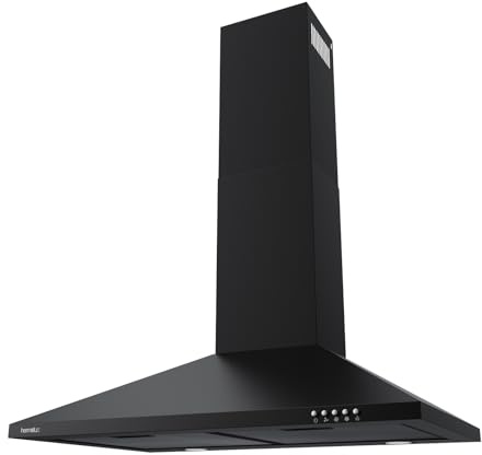 Hermitlux Range Hood 30 inch, Wall Mount Vent Hood for Kitchen with Charcoal Filter, Ducted/Ductless Convertible, Black