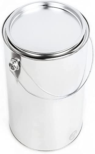 BenBow Secchiello in ferro bianco da 4 x 5 l con coperchio a incastro, ermetico, opaco, vuoto, rotondo, contenitore con manico in metallo