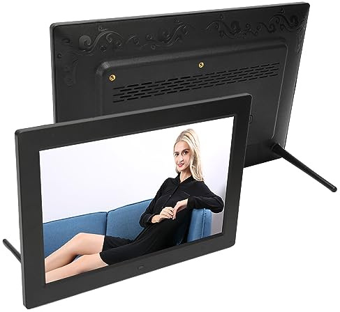 12 Zoll Digitaler Wecker und Bilderrahmen, 12 Alarm-Erinnerungen, 1280 X 800 Fotos und Videowiedergabe, Automatische Dimmung und Lautstärkeeinstellung für Wohnzimmer,