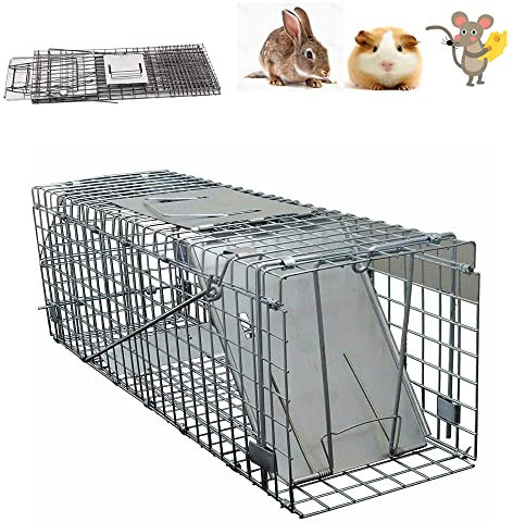 Lebendfalle Ratte Rattenfalle Lebendmaus-Käfigfalle, verzinkte Metall-Kaninchenfalle, robust und bissfest, fängt Kaninchen, Maus, Nagetier für drinnen und draußen & in Gärten - 61cm x 19cm x 21cm