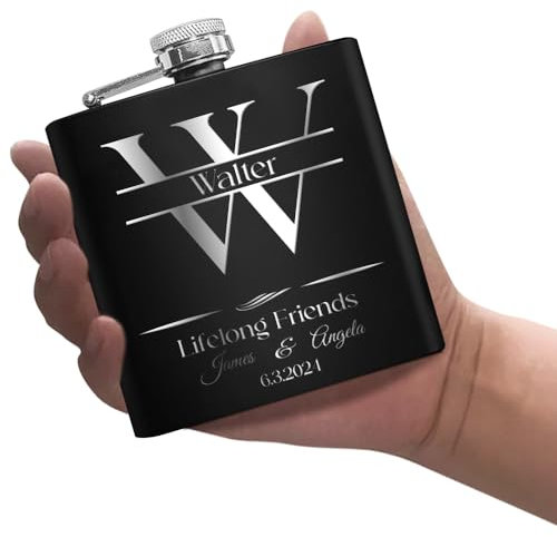 YINYIFANS Petaca personalizada para hombre,Regalo del día del padre,Bachelorette Flask,Regalo mejor hombre,Adecuado para él/mejor amigo/cumpleaños día regalo (Estilo B)