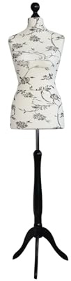 Generic LUSORIA Schneiderpuppe, Schneiderbüste weiblich Ecru - Schwarze Blumen/schwarzes Dreibein (M 38/40), H08RWHRG09