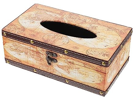 WOONEKY Rechteckiger Holz Taschentücherhalter Vintage Dekorativ Box Für Home Storage Serviettenbox Tissue Box Halter