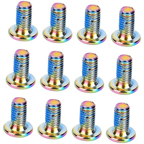 KICHOUSE 12pcs M5x10mm Titanium Steel Bike Brake Pad Screws Rainbow Color Mountain Bicycle Disc Brake Screws for Cycling Repair and Maintenance