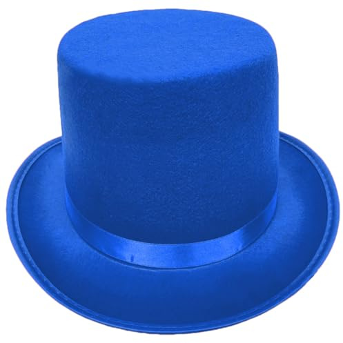Maxtonser Roll-Krempen Hoher Zylinderhut für Erwachsene Bowler-Hut Zaubererhut Halloween Party-Hut Cosplay Kostüm Bühnenshow Kopfbedeckung Blau L