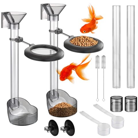 Aquarium Futterrohr Kit, 2 Stück Aquarium Futterspender, Garnelen Futterrohr mit Fütterungsring, Aquarium-Futterröhre, Garnelen Futterschale Set, Rohr und Futter-Schale für Garnelenfutter