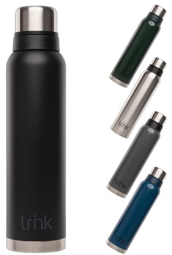 trnk Outdoor Thermosflasche polar 2 - Edelstahl Thermoskanne 1600ml - BPA-frei - Thermos hält 40 Stunden heiß - Deckel mit 2 Trinkbechern - Spülmaschinenfest (nachtschwarz matt)