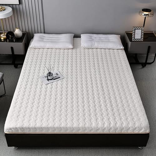 HACSYP Japanische Futon-Bodenmatratze, 5 cm Dicke Tatami-Matte, mit Baumwolle gefüllte, atmungsaktive Einzel- und Doppelbettmatratze for Studenten, for Jungen und Mädchen(White,150x200 cm)