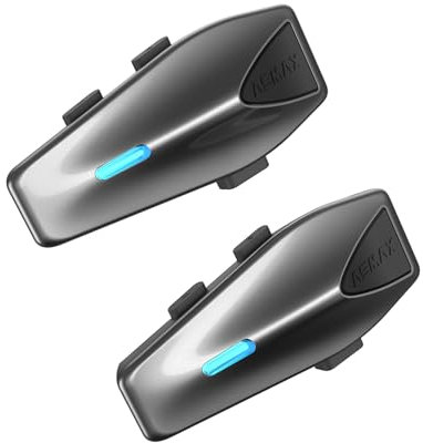 ASMAX S1 Motorcycle Bluetooth Headset, Mesh Intercom up to 8 Riders, Motorcycle Communication System with Universal Pairing, Helmet Headset with Radio, IPX7 Waterproof, Double Pack