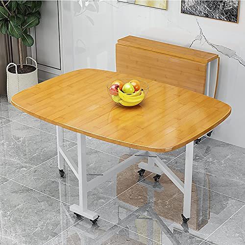 Multifunktionaler Klapptisch mit ausziehbarer Funktion, Universalrollen und platzsparendem Design, ideal für Restaurant, Wohnzimmer, Terrasse und Deck, Farbe: E, 100 x 60 cm.
