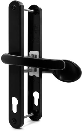 TSS UPVC Door Handles Set - Lever Moveable Pad - 92mm / 62mm PZ (Centres) - 240mm Screw to Screw - Backplate 272mm X 32mm - Replacement UPVC Door Handles - PVC Door Handle (Black)
