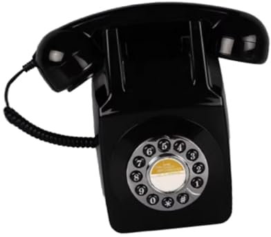 Dickly Support Mural pour téléphone Fixe rétro, téléphone de Type Antique, téléphone Fixe à l'ancienne, téléphone Filaire, téléphone à Cadran pour Ferme, Bar, Noir