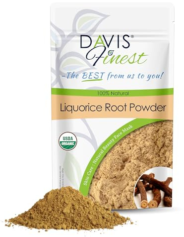 Davis Finest Bio-Süßholzwurzelpulver 250 g, reines und natürliches Mulethi Glycyrrhiza Glabra, ohne Chemikalien, Gesichtsmaske, gegen dunkle Flecken, aufhellend (250 g)