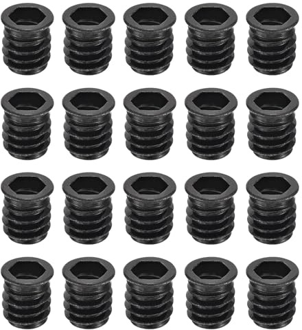 sourcing map 50Pcs Threaded Inserts, M8-1.25x15 Zinc Plated Carbon Steel Hex Socket Drive Screw-in Nut Threaded Inserts for Wood Working Tools and Accessories