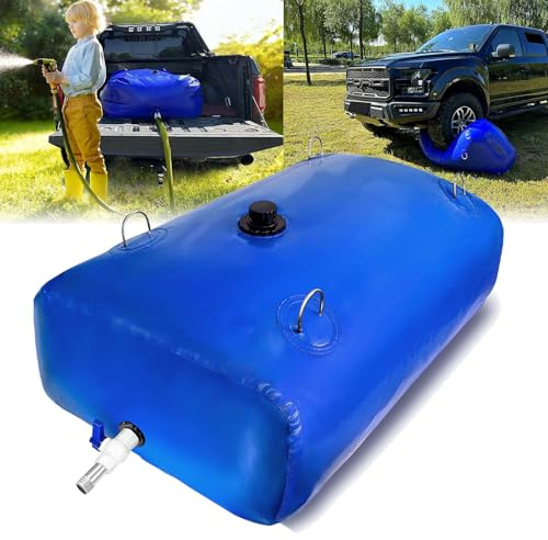 Portable Water Storage Bladder, 110L/24GAL Large Capacity Water Storage Container Soft Water Bag Portable Water Container with Valves for Emergency Water Delivery, Irrigation and More