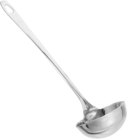 Cabilock Cucharón Metálico para Sopa Doble Boca y Borde Vertedor, Herramienta de Cocina Multifuncional para Preparación de Sopas en Casa