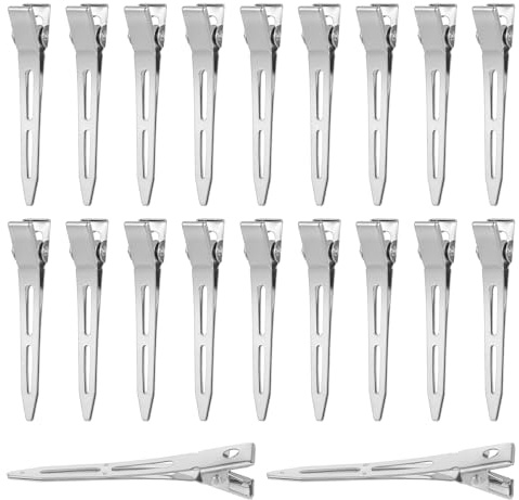 JIYIN 20 Stück Haarclips Entebill Haarspangen,5,5cm Friseur Abteilklammern No-Trace Abteilklammern Friseur Combi-Clip Alligator Curl Clips mit Löchern Professionelle Salon Haarklammern