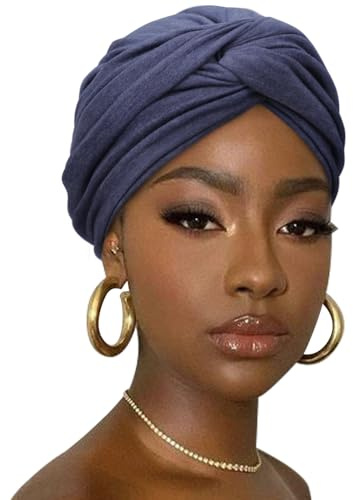 DRESHOW Hårinpackning för Kvinnor Ribbad Mjuk Turban Stretch Jersey Huvudduk Andningsaktiv Lättvikts Turban