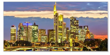 banjado® Magnettafel silber 78 x 37cm / Magnetwand aus Metall/Magnetpinnwand Memoboard/Pinnwand Magnettafel Küche, Büro, Kinderzimmer inkl. 4 Magnete & Montageset Motiv Frankfurt Main