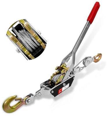 Come Along Winch 4 Ton, Heavy Duty Cable Puller, Rope Come Along Puller, with 2 Hooks Cable Hoist Puller, Puller Winch for Lifting Pulling Building Garages Warehouse (5MM 3M)