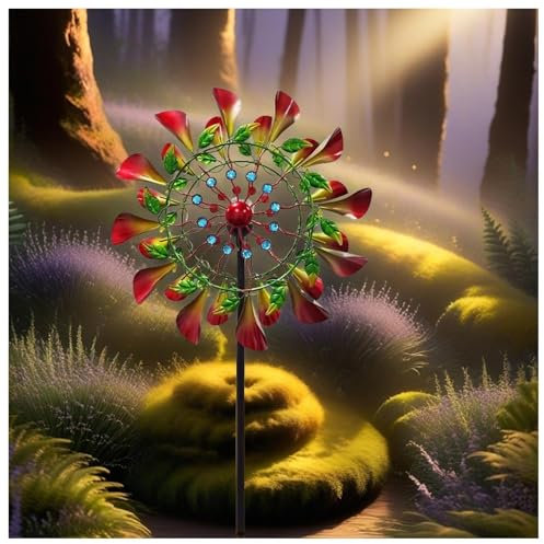 Solaire Moulin A Vent Jardin Exterieur, 210cm Moulin à Vent Metal, Lampe LED à énergie Solaire Sculptures Et Mobiles à Vent, pour Le Jardin, DéCoration De Terrasse