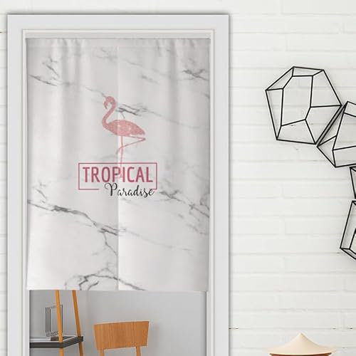Küchenvorhänge Flamingo Pink Weiß Vorhänge Kurz Polyester Scheibengardinen Waschbar Raumteiler Vorhang Türvorhang Langlebig Gardine Küchenfenster Verdickung Tür Vorhang Door Curtain 90x200cm