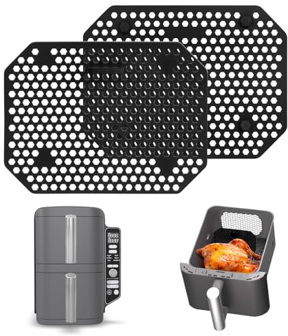 Aolso Spritzschutzgitter für Air Fryer, 2 Stück Spritzschutzgitter für Air Fryer Ninja Double Stack XL SL400EU & SL300EU, wiederverwendbar, flach, Silikon, verhindert Spritzer Fett