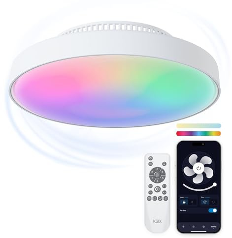 KSIX Mistral App Tuya Deckenleuchte, mit Lüfter, ohne Flügel, Ø 43,6 cm, 6 Geschwindigkeiten, RGBIC+CCT-Lichter, 4.000 lm