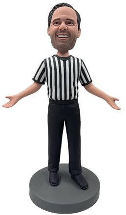 mydedor Bobblehead de árbitro personalizado, regalo deportivo personalizado 2025, figura de rayas blancas y negras hecha a mano, decoración única de escritorio, recuerdo del día del padre, hecho a