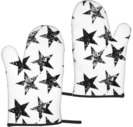 Star Print Insulated Gloves Baking Cooking Grilling Kitchen Comfort Easy Clean Versatile Use