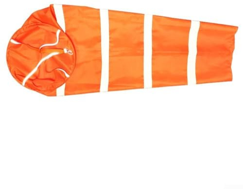 150cm Windsack zur Windmessung in Meteorologie und Landwirtschaft RipStop Design (Orange+Weiß)
