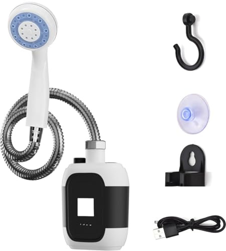 SMHLINE® Campingdusche mit Pumpe, Tragbare Campingdusche 2400mAh, Outdoor Camping Dusche warmwasser, Mobile Shower mit Duschkopf und Schlauch, für Camping Reisen Garten Autowaschen