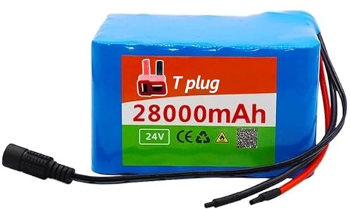 Batería de Bicicleta Eléctrica 24V 28Ah Batería de Litio para Bicicleta Eléctrica 6S5P con Cargador 25.2V Batería de Iones de Litio para Scooter Eléctrico XT60/T Plug T Plug,24V 28Ah