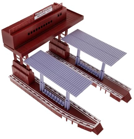 ORFOFE Train Platform Model Railway Station Platform Toy Boys and Girls Diy Pretend Play Accessory for Educational Train Track Building