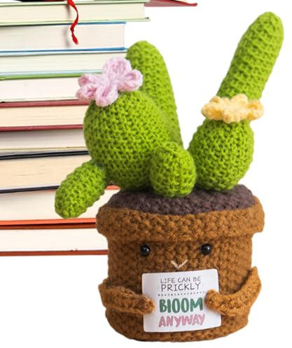 Genérico Cactus De Ganchillo Positivo - Muñeca Decorativa De Ganchillo para Escritorio | Decoración Hogar Forma Cactus para Adultos Niños Coleccionistas Manualidades Estantería Tocador