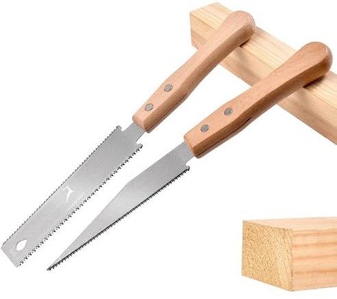 GOLD DEER Japanisches Handsägen-Set, bündig geschnitten, 11/17 TPI Doppelkantensäge, SK5, flexible Klinge und Holzgriff, Holzbearbeitungswerkzeuge für Heimwerker, Handwerk, Hobby, Möbelherstellung und