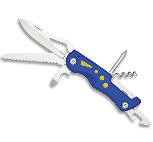 Navaja multiusos de acero inoxidable | Longitud (7,7 cm) con 8 funciones (sacacorchos, navaja, sierra, abridor...)