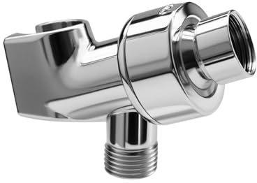 Plastic Shower Head Holder for Hand Held Showerhead Adjustable Shower Arm Mount for Connecting Shower Arm and Shower Hose，Premium ABS Bracket with Stainless Steel Swivel Ball Joint Connect(Chrome)