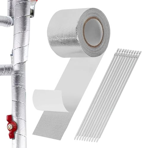 Ruban Thermique pour Échappement,Bande adhésive d'étanchéité pour tuyaux avec 20 liens acier inoxydable - Ruban d'Isolation d'Échappement - pour Voiture Moto Moteur Automobile Plomberie Poêle