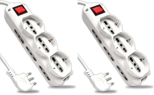 V-TAC Ciabatta Multipresa Elettrica 9 Posti con Interruttore e Cavo 1,5mt - 6 Prese Laterali 10/16A Bipasso e 3 Frontali 10/16A Bipasso Shuko - Presa per Casa, Ufficio, Negozio - Spina 16A