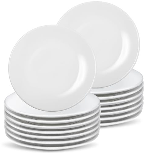 Loppdece 16 Stück Porzellan Dessertteller, Weiße Kuchenteller, 15.2 cm | Salatteller Speiseteller, Vorspeisenteller Aus Keramik, Essteller Aus Porzellan, Mikrowellen and Spülmaschinenfest