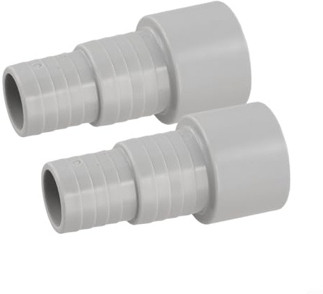 Adaptador de manguera de piscina con salida de Ø50 mm para mangueras de entrada de Ø32 mm/Ø38 mm, material ABS, longitud compacta de 100 mm, compatible con bombas de piscina de 800 W (2 unidades)