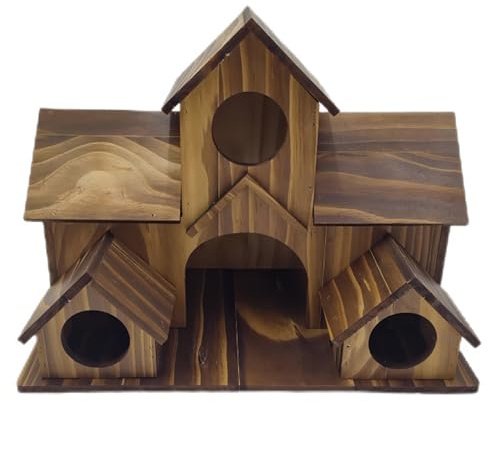 Casetta per Uccelli in Legno, Casetta per Uccelli Resistente alle Intemperie da Appendere a 5 Fori, per Giardino Esterno Cortile (9x5.5x6in)