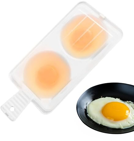 Wisylizv Forno a microonde per uova, 2 uova, adatto al microonde, lavabile in lavastoviglie, con coperchio e manico, per colazione, pranzo e cena veloci